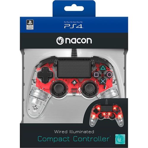 Bigben PS4 Nacon Wired Light Compact Controller prozirno-crveni slika 1