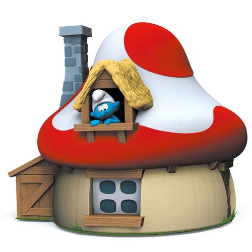 Smurfs mushroom house money box figure 15cm slika 1