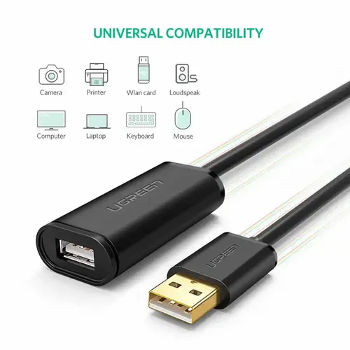 Kabl USB A - USB A M/F produžni sa pojačivačem 5m Ugreen slika 2