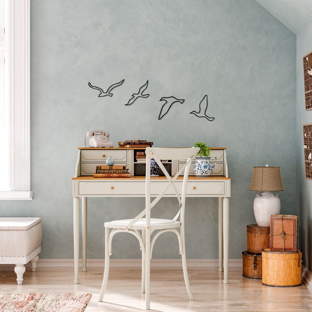 Dekorativni Metalni Zidni Ukras - Birds 486 Crni slika 2