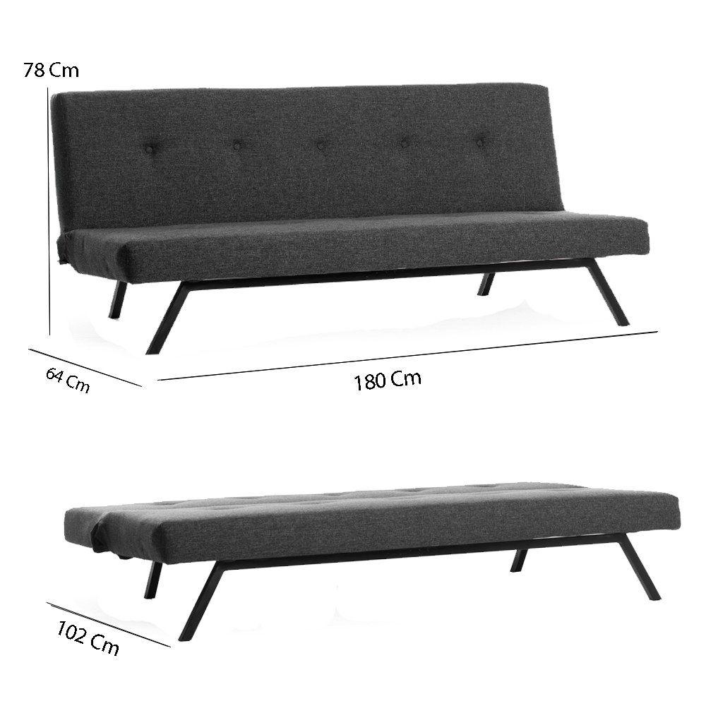 Zola - Tamno Siva 3-Sjedalna Sofa-Krevet slika 8