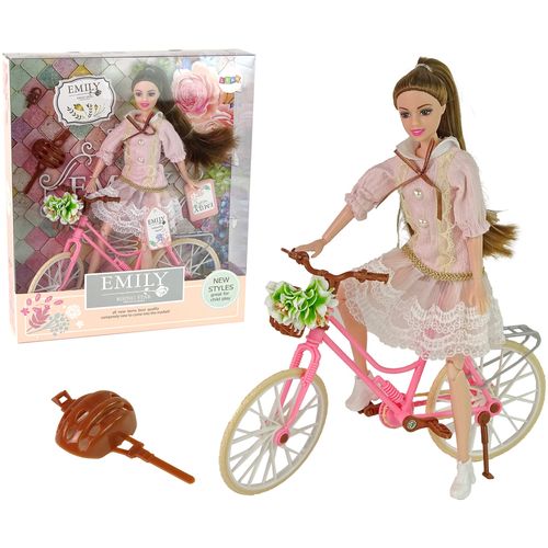 Lutka Emily s roza biciklom i kacigom slika 1