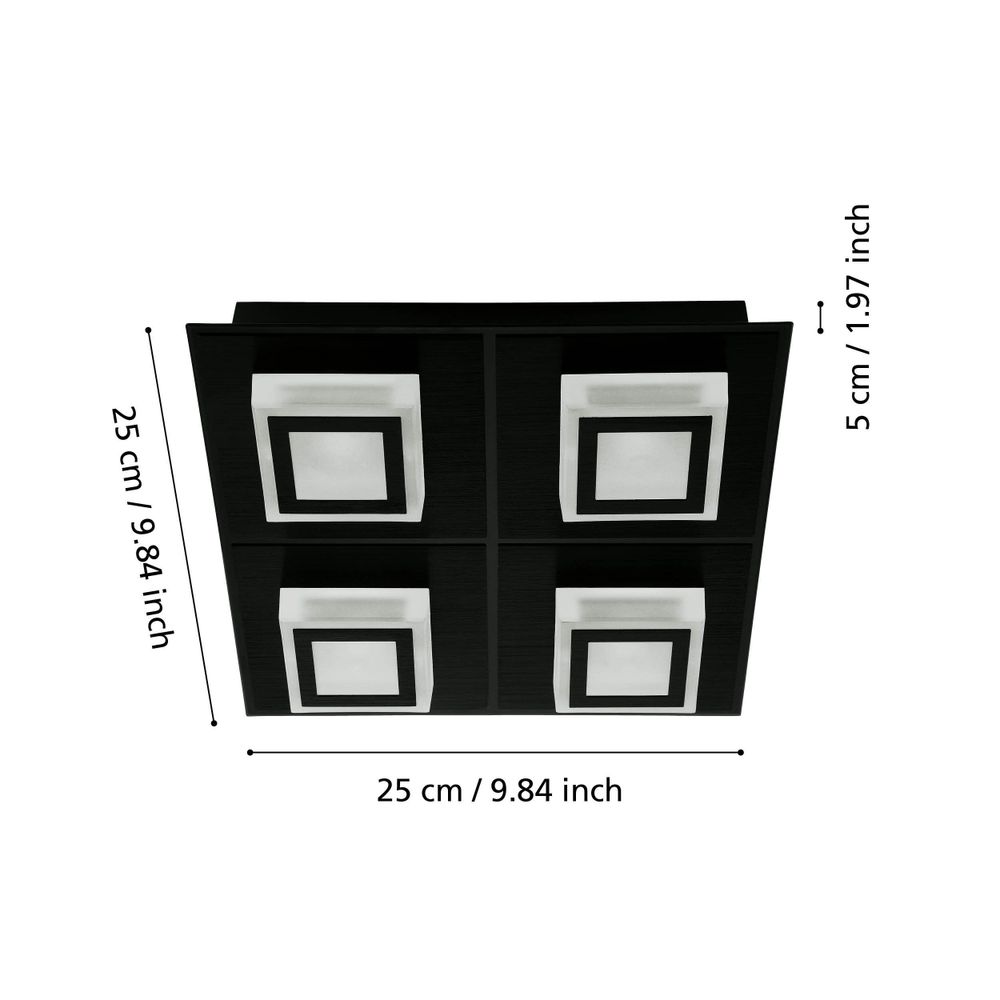 Eglo zidna/stropna rasvjeta masiano 1 led 4x3,3w 3000k 1360lm crno/satensko š:25 slika 3