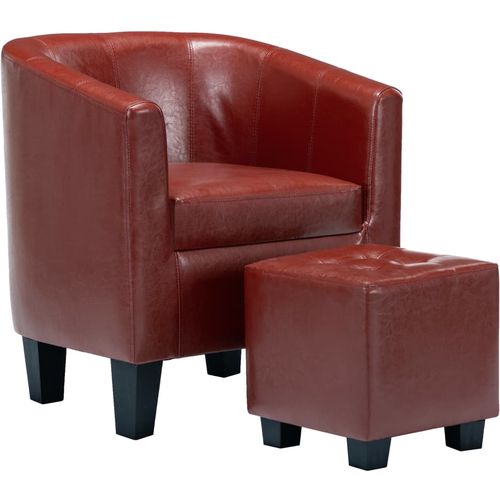 Fotelja od umjetne kože s osloncem za noge crvena boja vina slika 19