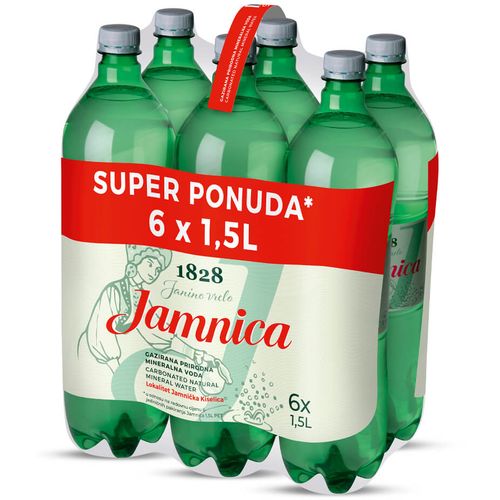 Jamnica gazirana prirodna mineralna voda 1,5l, 6 komada XXL slika 1