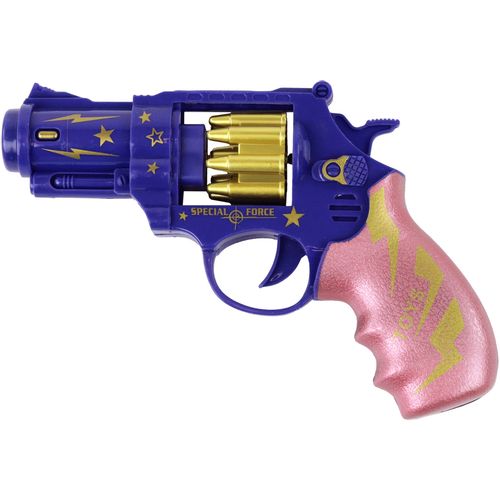 Plavo - ružičasti revolver, oružje, zvukovi svjetla slika 3