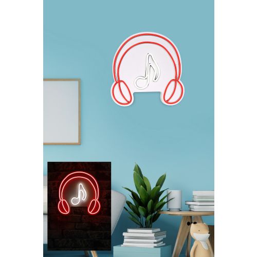 Wallity Ukrasna plastična LED rasvjeta, Music Sound Headphones - Red slika 11