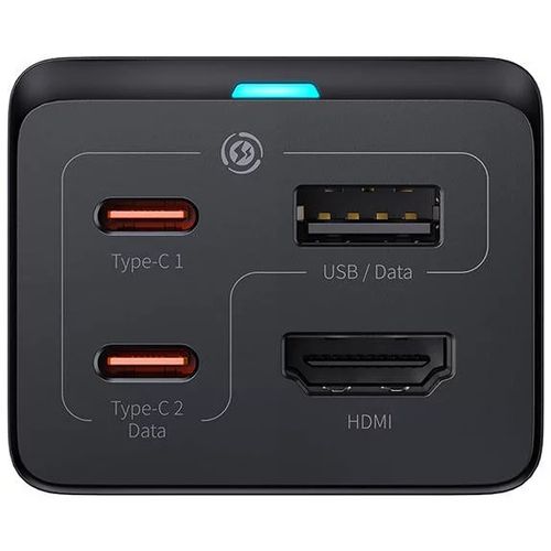 Baseus produžna utičnica/kp gan5 pro desk 2x usb-c/usb-a/hdmi + kabel c-c 67w black slika 3