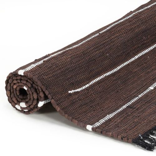 Ručno tkani tepih Chindi od pamuka 120 x 170 cm smeđi slika 8