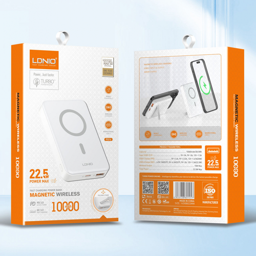 Back up baterija LDNIO PQ16 10000mAh, 15W wireless, sivo bela slika 10