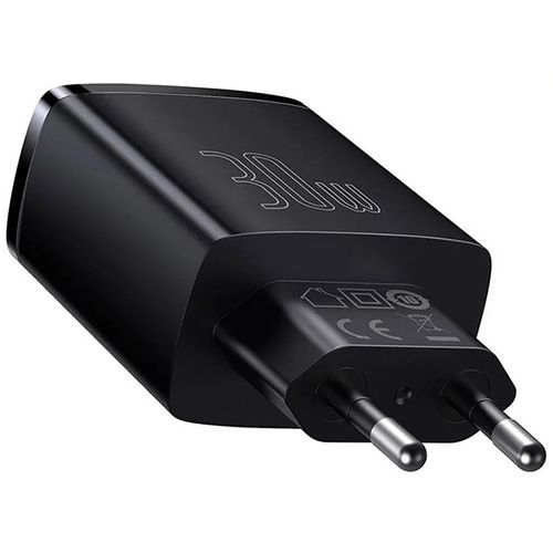 Punjač za mobitel Baseus Compact Quick Charger 2xUSB+USB-C 30W EU, zidni, crni slika 3