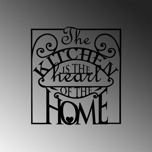 Wallity The Kitchen Is The Heart Of The Home Black Decorative Metal Wall Accessory slika 4