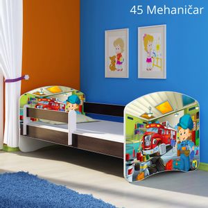Dječji krevet ACMA s motivom, bočna wenge 140x70 cm 45-mehanicar