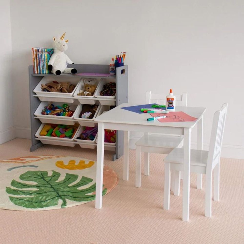 Kinder Home Dječiji drveni sto sa dvije stolice, Bijeli slika 16
