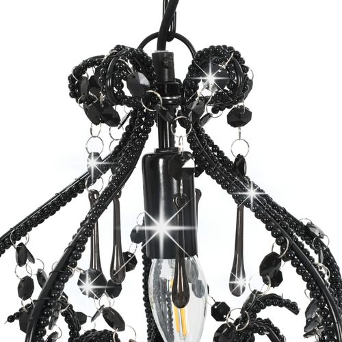 Stropna svjetiljka s perlama crna okrugla E14 slika 5