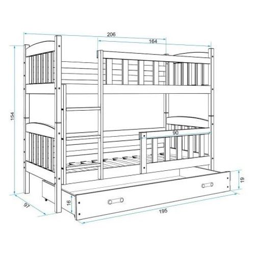 Baloo Dreamy Krevet Na Sprat 200X90 White Beli slika 2