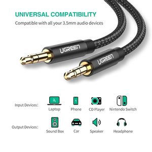 Ugreen AUX audio kabel 3.5mm, 2m, crni