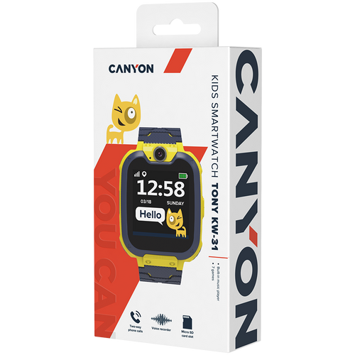 Dječji pametni sat Canyon Tony KW-31, 1.54", Micro SIM, 32+32MB, žuti slika 4