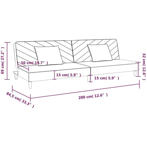 Dvosjed na razvlačenje od tkanine s 2 jastuka i tabureom smeđi slika 9