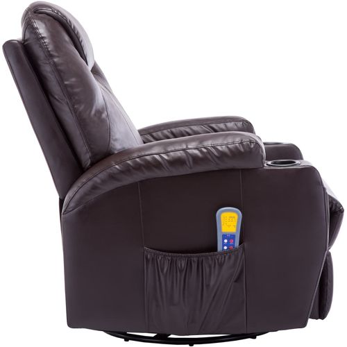 Električna ljuljajuća fotelja za masažu od umjetne kože smeđa slika 34