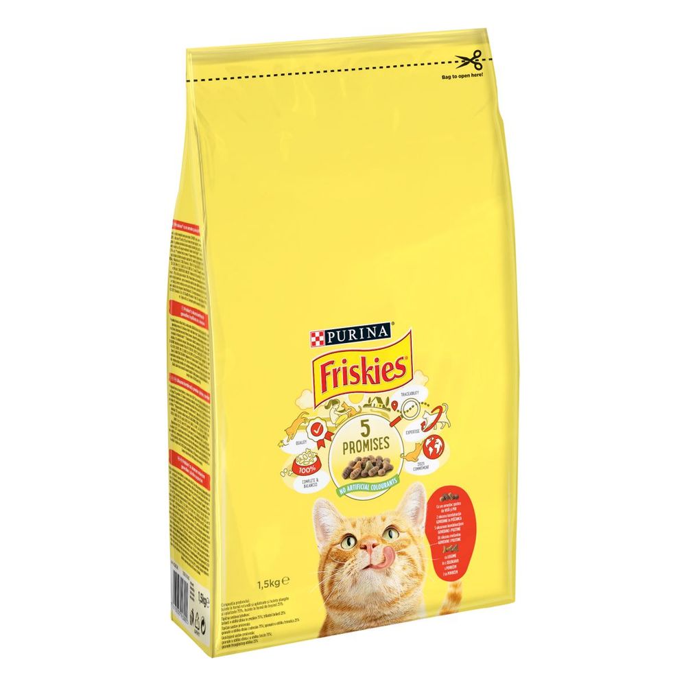 Friskies® Hrana za mačke, ukusna kombinacija govedine i piletine, s povrćem, Adult 1,5kg slika 1