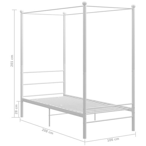 Okvir za krevet s nadstrešnicom bijeli metalni 100 x 200 cm slika 12