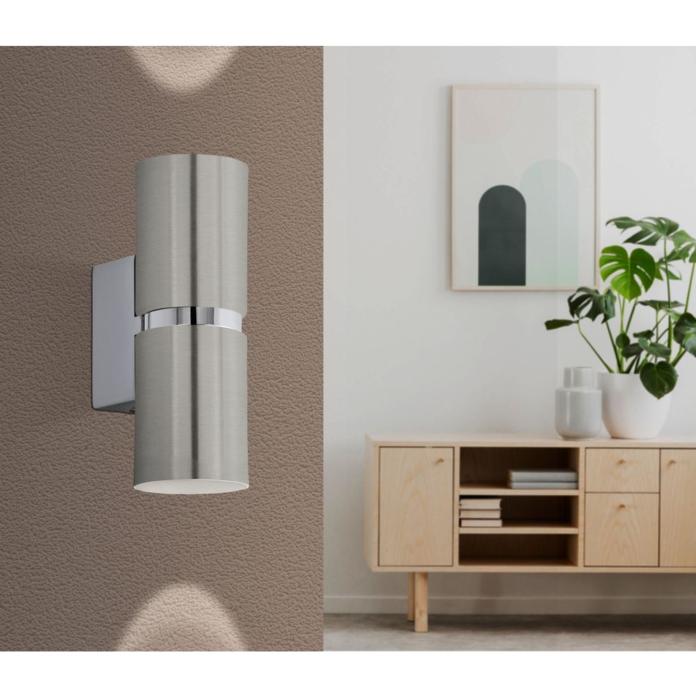 Eglo Passa zidna/2, led, gu10, 2x3,3w, krom/nikl mat  slika 2