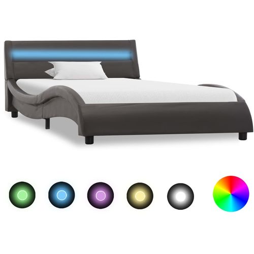 Okvir za krevet od umjetne kože s LED svjetlom sivi 100x200 cm slika 1
