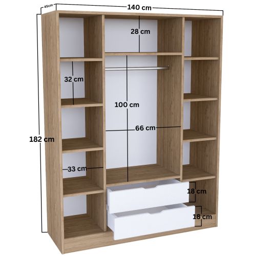 Nisan 1600-018 Light Walnut
White Wardrobe slika 9