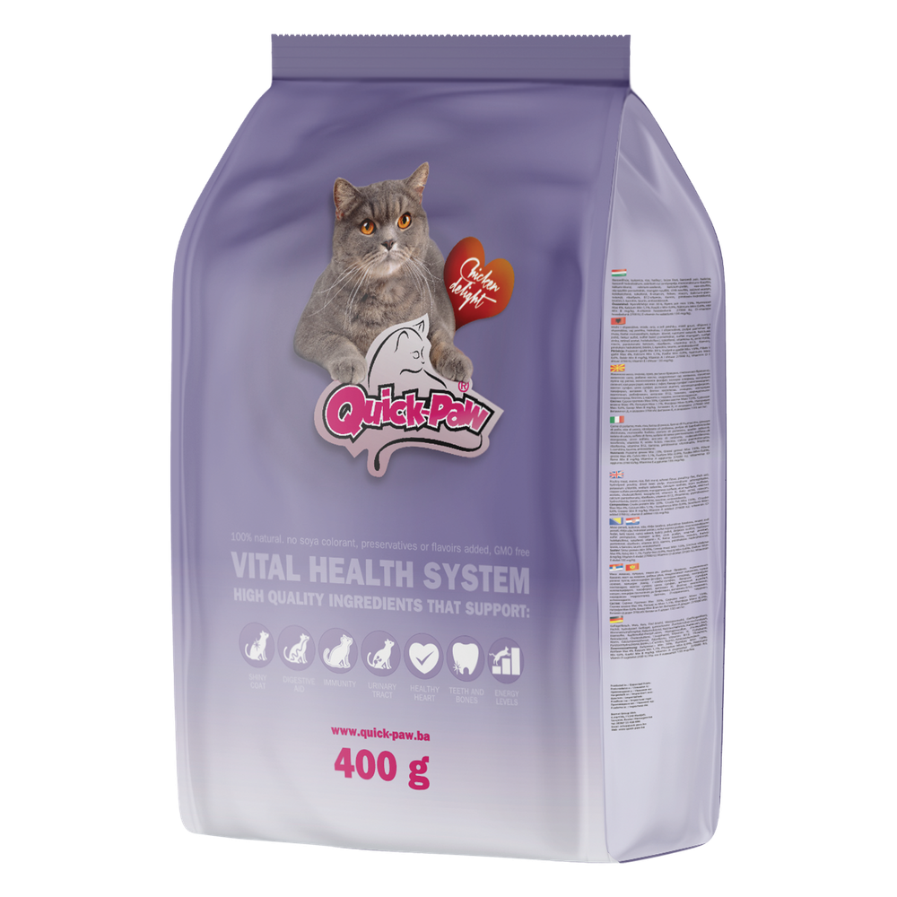 Quick-Paw suha hrana za odrasle mačke Piletina 400g slika 1