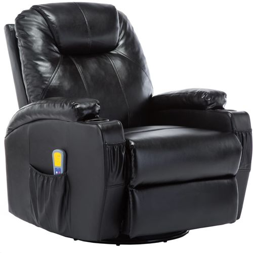 Električna ljuljajuća fotelja za masažu od umjetne kože crni slika 11