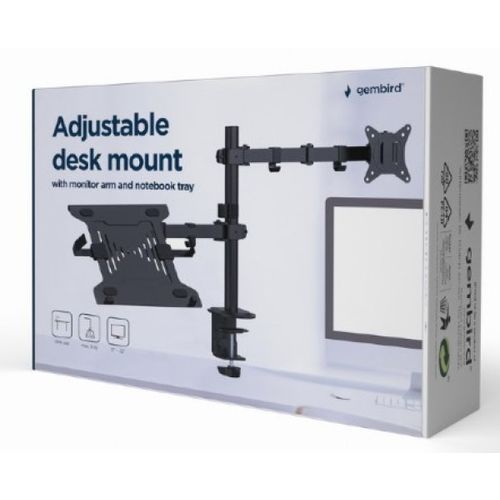 MA-DA-03 Gembird Podesivi stoni drzac za monitor tilt, 17-32 max.9kg + nosac za laptop slika 3