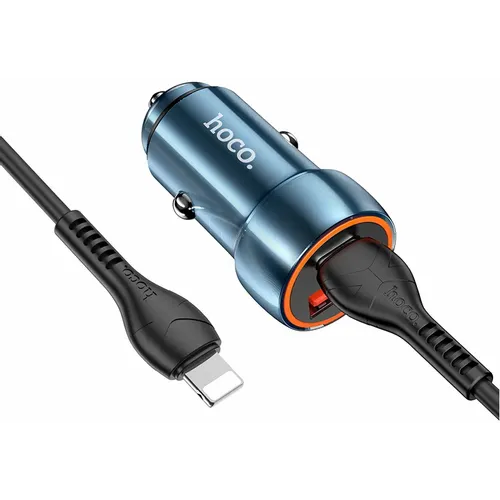 HOCO auto punjač Type C + USB QC3.0 Power Delivery 20W s kabelom za iPhone Lightning 8-pin Z46A safirno plavi slika 2