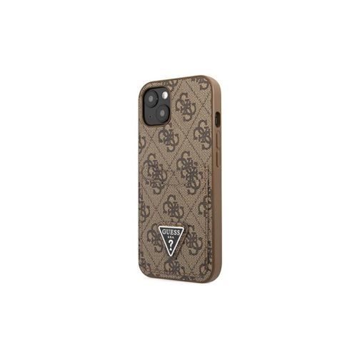 GUESS Futrola za iPhone 13 Mini Brown Triangle Logo Cardslot slika 1