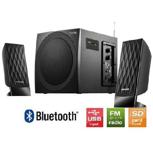 Microlab M300BT Drveni 2.1  38W RMS(14W,2x12W) SD, USB, FM, BLUETOOTH, black, 3.5mm slika 1