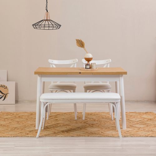 Oliver Açl.White Karina-White White Extendable Dining Table & Chairs Set (4 Pieces) slika 1