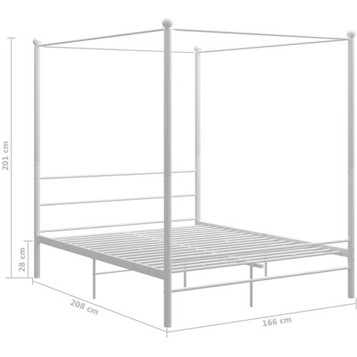 Okvir za krevet s nadstrešnicom bijeli metalni 160 x 200 cm slika 12