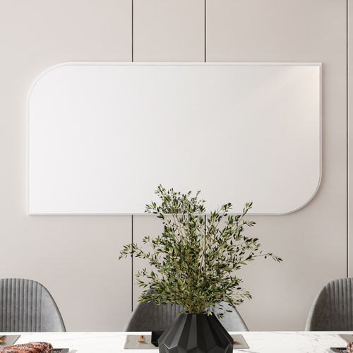 Akron - White White Decorative Chipboard Mirror slika 2
