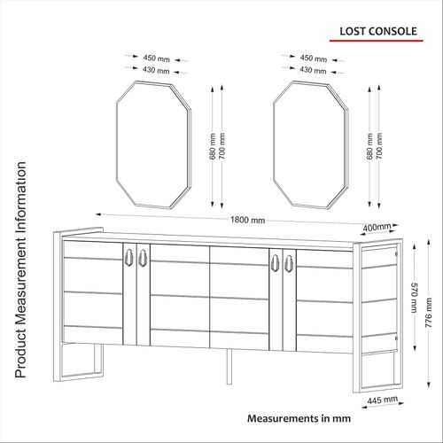 Hanah Home Lost Aynalı Konzolni Sto - Orah slika 6