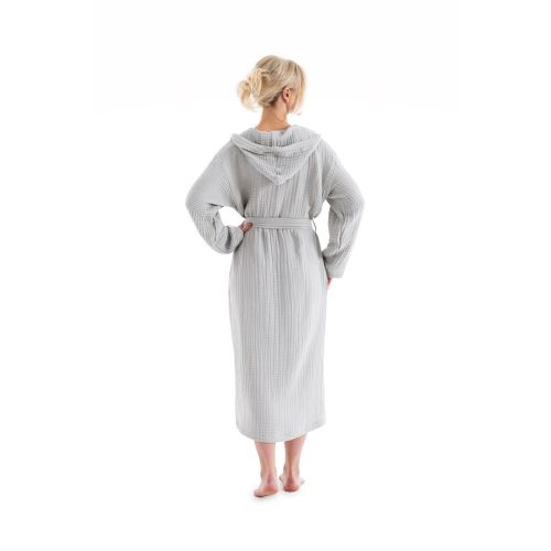 Muslin Unisex Bade-mantil - Siva Boja, Veličina S/M slika 2