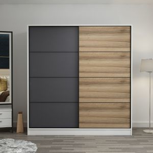 Kale - 7152 WhiteAnthracite Wardrobe