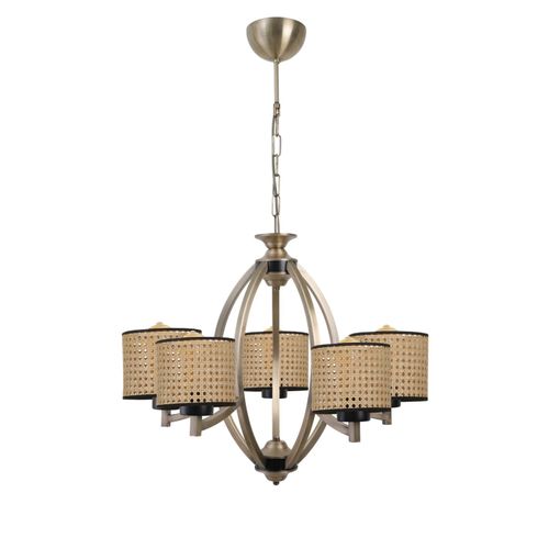 Paul 5 li eskitme avize rattan abajurlu Brown Chandelier slika 2