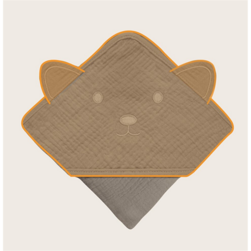 Lionelo Peškir za bebe sa kapuljačom Muslin 80x80cm, Beige Cappuccino slika 4