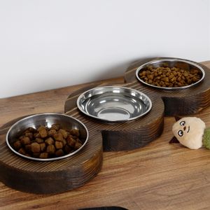 PET010 Walnut Pet Food Bowl
