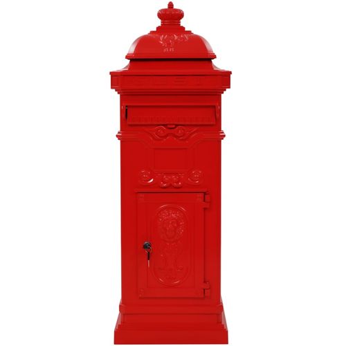 Poštanski sandučić sa stupom u vintage stilu nehrđajući crveni slika 29