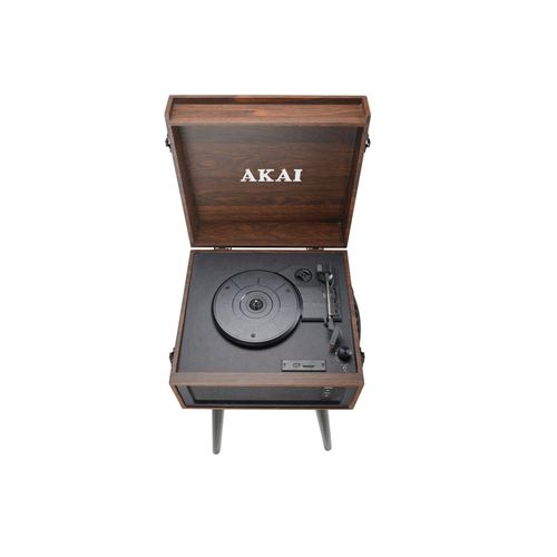 AKAI gramofon, BT, USB, SD, ugrađeni zvučnici, koža, drven noge, smeđi ATT-101BT slika 2