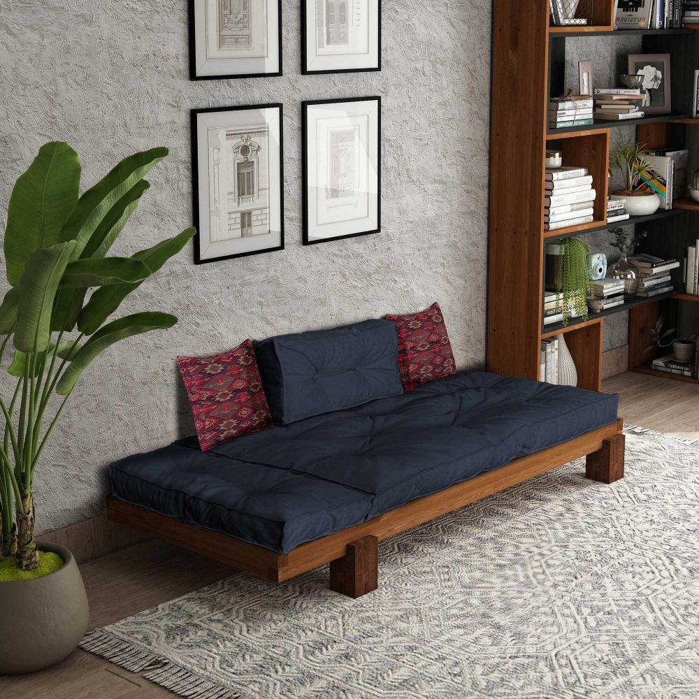 Lounger CPT8378-200, boje teak i mornarsko plava slika 2