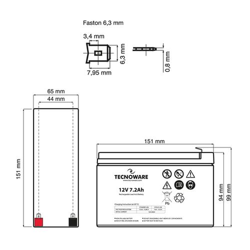 Tecnoware akumulator 12V 7.2Ah slika 3