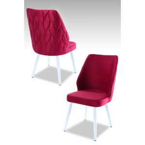 Pufi - Set stolica u boji Claret Red i bijeloj (2 komada)