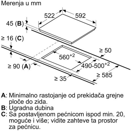 Bosch PKN631FP2E Ugradna staklokeramička ploča, 4 zone, Širina 60 cm, Crna slika 5